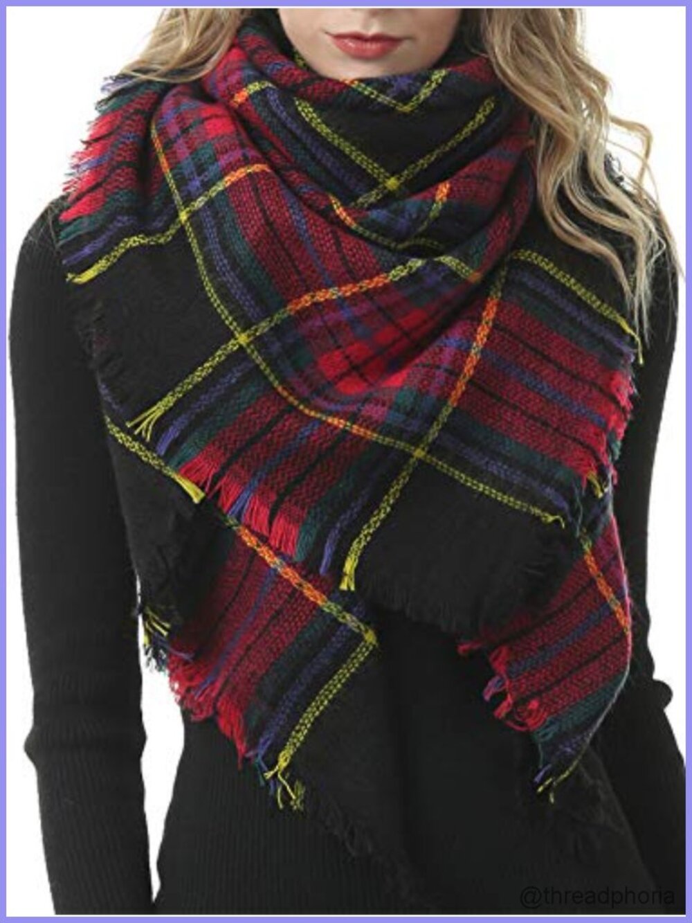 Cozy Warm Winter Fall Blanket Scarf Stylish Soft Chunky Checked Giant Scarves